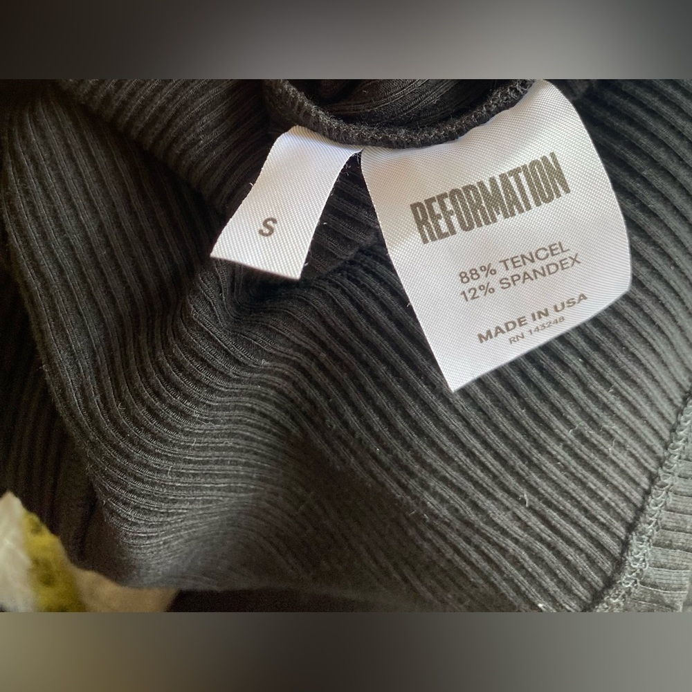 Reformation Black Ribbed Mini Dress - Picture 8 of 8